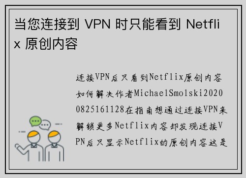 当您连接到 VPN 时只能看到 Netflix 原创内容 